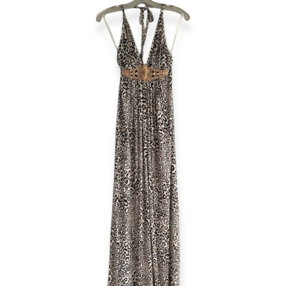 Sky brand dress Rhinestone Beaded Leopard Print Maxi Dress XS NWT - Picture 2 of 16